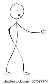 An image of a very simple stick man pointing to the right