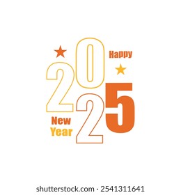 The image is a vibrant and colorful design celebrating the arrival of the year 2025. It prominently features the numbers "2025" in a bold and modern font, with each digit in a different color.