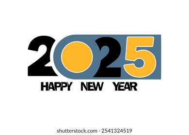 The image is a vibrant and colorful design celebrating the arrival of the year 2025. It prominently features the numbers "2025" in a bold and modern font, with each digit in a different color.