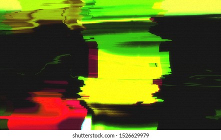 Image of video signal distortion in case of a defective repeater during television broadcasting. Error playing multimedia video file. Vector illustration.