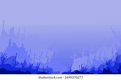 Image of a view of the ocean floor or under the sea in blue. Suitable for wallpaper, magazines, backgrounds, banners, posters and advertisements