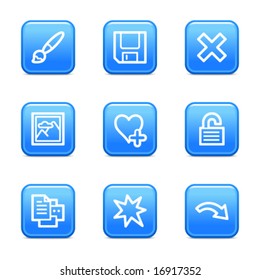 Visor de imágenes 2 iconos web, serie de botones brillantes azules