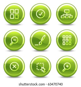 Image viewer icons, green circle glossy buttons