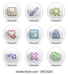 Image viewer web colour icons set 2, white circle buttons series