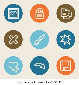 Image viewer web icon set 2, color circle buttons