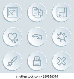Image viewer web icon set 2, white sticker buttons