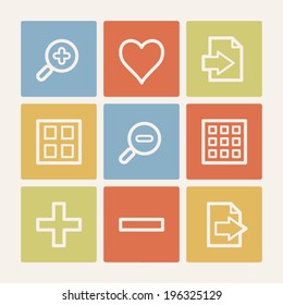 Image viewer web icon set 1, color square buttons
