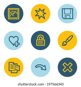 Image viewer web icon set 2, blue and yellow circle buttons
