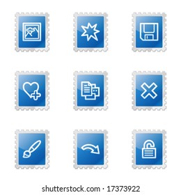 Image viewer web icons, blue glossy stamp series
