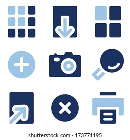 Image viewer web icons, blue set