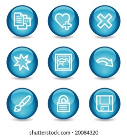 Image viewer web icons, blue glossy sphere series set 2