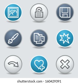 Image viewer web icons, circle blue buttons