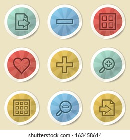 Image viewer web icons, color vintage stickers