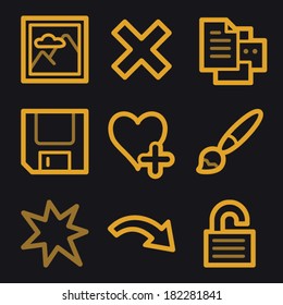 Image viewer web icons, gold line set