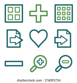 Image viewer web icons, green line set