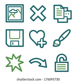 Image viewer web icons, green line set