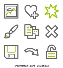 Image viewer web icons, green and gray contour series set 2