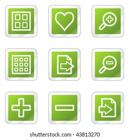 Web-Symbole für Bildbetrachter, Reihe von grünen Quadrat-Aufklebern