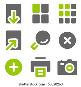 Image viewer web icons, green grey solid icons