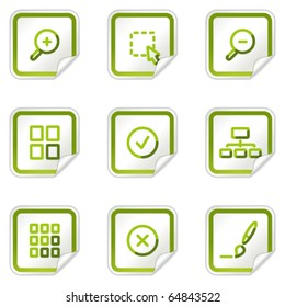 Web-Symbole für Bildbetrachter, Reihe grüner Aufkleber