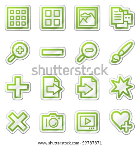 Image viewer web icons, green sticker series
