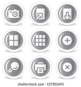 Iconos web del visor de imágenes, botones de círculo gris brillante