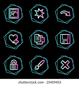 Image viewer web icons, neon contour series set 2