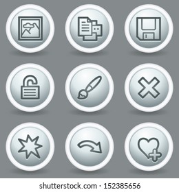 Image viewer web icons set 2, circle grey matt buttons