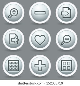 Image viewer web icons set 1, circle grey matt buttons