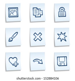 Image viewer web icons set 2, blue notes