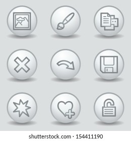 Image viewer web icons set 2, circle white matt buttons