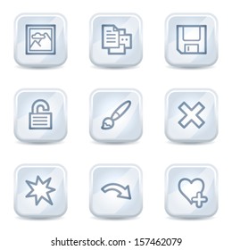 Image viewer web icons set 2, white glossy buttons