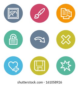 Image viewer web icons set 2, color circle buttons