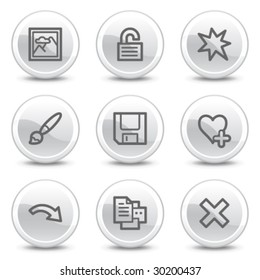 Image viewer web icons set 2, white glossy circle buttons series