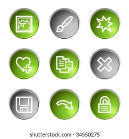 Image viewer web icons set 2, green and grey circle buttons series