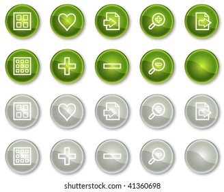 Image viewer web icons set 1, green and grey circle buttons series