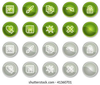 Image viewer web icons set 2, green and grey circle buttons series