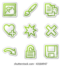 Image viewer web icons set 2, green contour sticker series