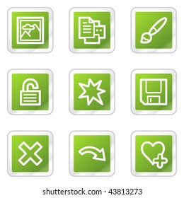 Image viewer web icons set 2, green square sticker series