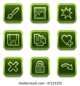 Image viewer web icons set 2, green square buttons series