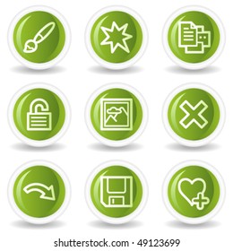 Image viewer web icons set 2, green circle buttons