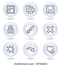 Image viewer web icons set 2, white circle buttons