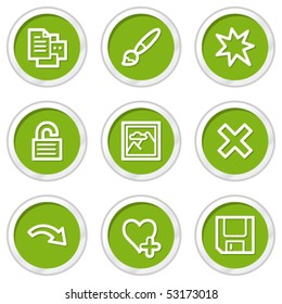 Image viewer web icons set 2, green circle buttons
