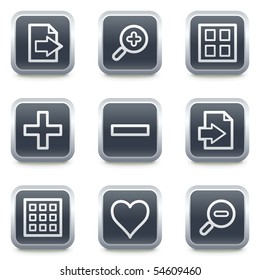 Image viewer web icons set 1, grey square buttons