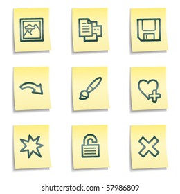 Image viewer web icons set 1, yellow notes series
