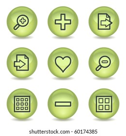 Image viewer web icons set 1, green glossy circle buttons