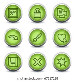 Image viewer web icons set 2, green glossy set