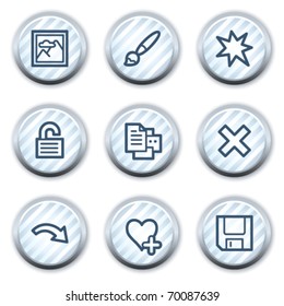 Image viewer web icons set 2, stripped light blue circle buttons