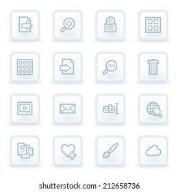 Iconos web del visor de imágenes, botones cuadrados blancos
