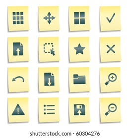 Image viewer web icons, yellow notes stickers